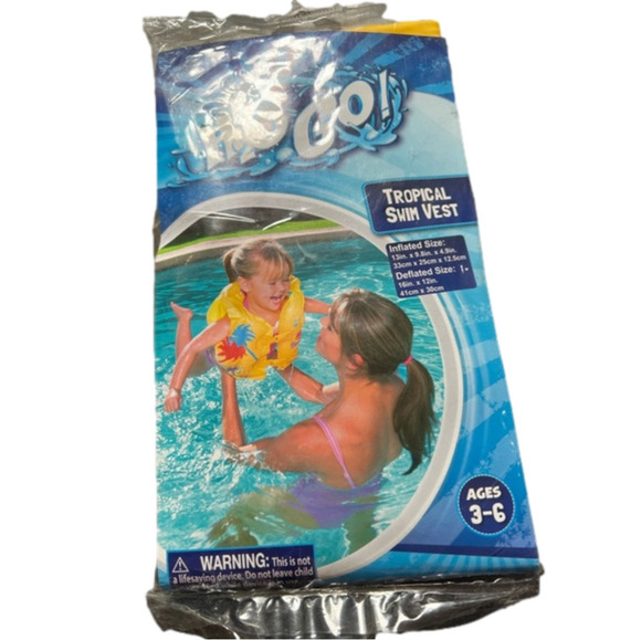 𝅺new in Package!! H2O GO!  Bestway Tropical Swim Vest for 3-6 Year Olds - Picture 1 of 5